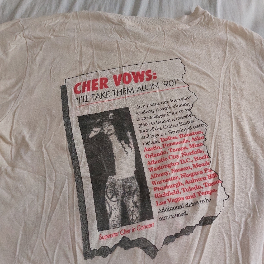 Cher!!! Very RARE Vintage 1990 Cher Tour Shirt.  NEVER worn, very sought after! - Picture 2 of 2